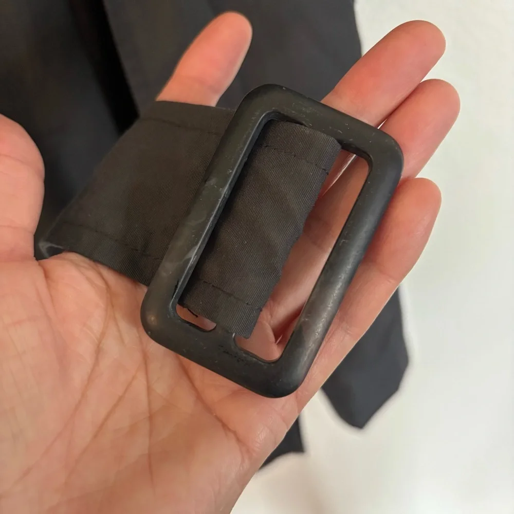 Old Navy Petite XL Water Resistant Tie Belt Trench Coat Panther Dark Gray - Picture 10 of 10